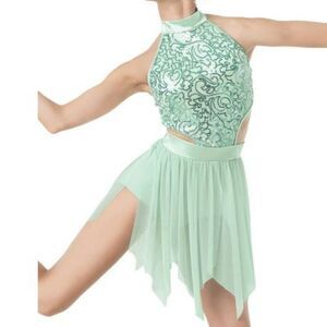 Contemporary Dance Costume, Mint Green, Medium, "Waiting Game 10271"